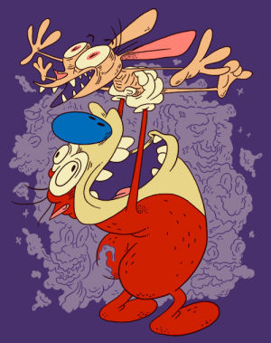 ren and stimpy,ren,stimpy,surrounded,pal
