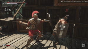 video game physics,son,floating,shield,rome,ryse