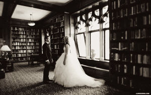 couple,wedding,library,love,animation,black and white,kiss,chicago,university club