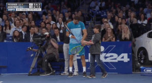 tennis,high five,roger federer,grigor dimitrov,bravest little soldier,crying bc baby zarry,so proud let me cry,the colored version was horrible so,also they liked to stare at each ot