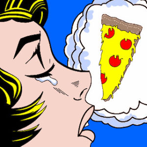 pop art,pizza,crying,woman,comic,portrayal
