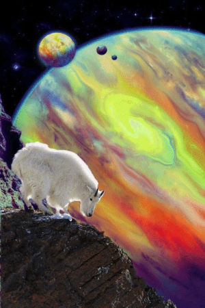 trippy,space,goat,planet