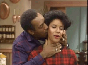 bill cosby,kissing,wife,the cosby show,cliff huxtable