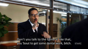 season 2,angry,fight,mad,starz,anger,insult,02x04,blunt talk,come at me,herschel,insulted,erik griffin,brass knuckles,dental work
