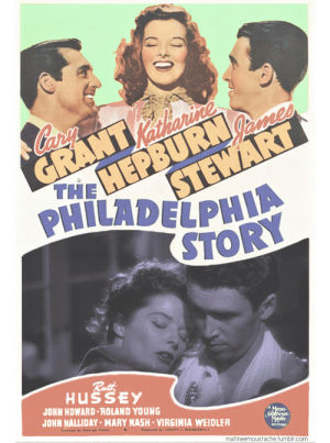 vintage,poster,mm,old hollywood,cary grant,james stewart,the philadelphia story,george cukor,katherine hepburn