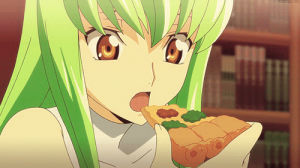 code geass,anime,food,pizza,eating,cc