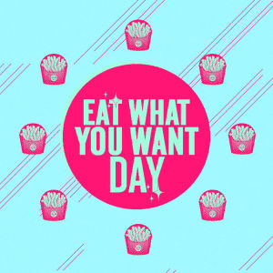 candy,cheeseburger,food,pizza,emoji,french fries,pineapple,doughnuts,yogopanda,eat what you want day