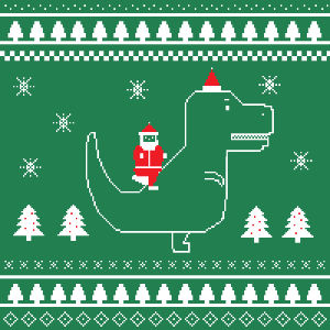 christmas,feels,ugly christmas sweater,santa claus,santa,happy holidays,cheers,joy,natal,seasons greetings,illustration,pixel art,xmas,happiness,culture,dinosaur,pattern,mood,8bit,december,vibes,christmas sweater