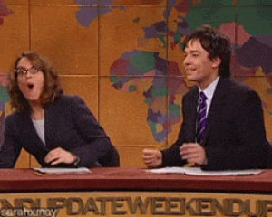exciting,oh snap,weekend update,jimmy fallon,snl,excited,laughing,yes,smiling,tina fey