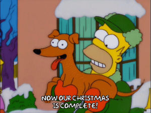 homer simpson,dog,episode 6,snow,season 13,pet,kisses,santas little helper,wagging,13x06