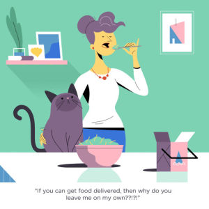illustration,menu,animation,cat,food,design,cats,kitty,kitten,eating,hungry,eat,pet,meow,delivery,order,fast food,feline,chinese food,nom nom,takeout,delivery guy,temptations,pet food,blame your brother