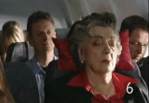 karma,airplane,punch,rude,old lady,old,old woman