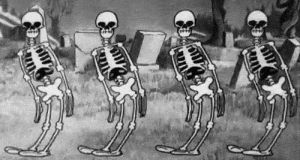 black and white,vintage,skeleton,skeleton dance