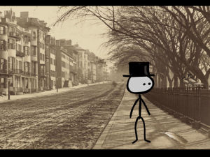 stick figure,1800s,lice,sidewalk,animation,boston,feathers,writers,top hat,pedestrian,antiques,silent films,get over it,camp fire,the switch,1x01,leaked,madison montgomery,im pregnant