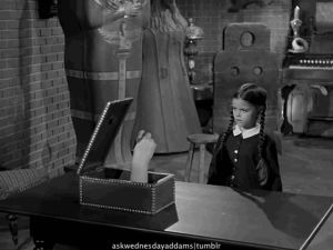 lurch,the addams family,wednesday addams,lurch learns to dance,askwednesdayaddams,s01xe13,behind you,that little grin she gets when she has found him finally is too cute
