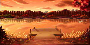 pixel,sunset,fall,scenery,water,autumn