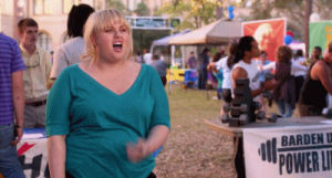 rebel wilson,fuck you,cheesecake,movies,pitch perfect,lmfao,middle finger,fat amy,cardio,acapella,barden bellas,no diggity,give me everything tonight,backup dancers,fat hearts,match pitch,jason moore