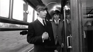 black and white,vintage,kiss,bw,the beatles,wink,george harrison,ringo starr,flirty,winky face
