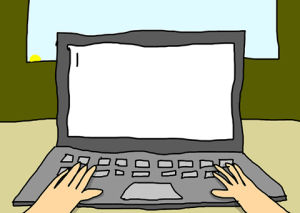 illustration,typing,writing,time,artist,computer,laptop,breda,passing time,paul breda,paul bip