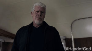mic drop,scared,omg,confused,shocked,amazon original,do not want,oh snap,hand of god,ron perlman,season 2 episode number 9,hand of god amazon,hogamazon,pernell,pernell harris,judge harris,amazon