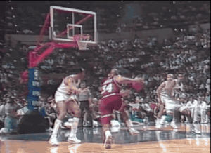 charles barkley,1989,sports,basketball,nba,dunk,score,cleveland cavaliers,philadelphia 76ers,political party time