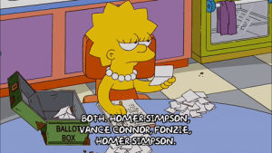 lisa simpson,sad,episode 10,season 20,bored,20x10,indifferent,ballots