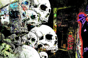 psychedelic,graffiti,deathwave,death,skulls,kidcore,art,glitch,urban decay