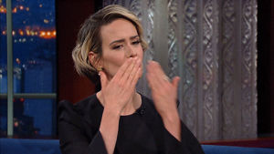 standing ovation,hallelujah,sarah paulson,thank you,thank u,bow down,thanks for watching,kisses,thank you for watching,women,stephen colbert,hugs,late show,praise,thank,xoxo,all hail