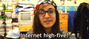 reaction,girl,internet,high five,sarah,sarah internet high five
