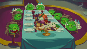 angry birds,funny,happy,laughing,eating,dinner,pigs,angrybirds,toon
