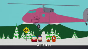 eric cartman,stan marsh,kyle broflovski,kenny mccormick,aliens,ship,plane,airplane