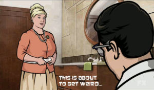pam poovey,ackward,this is about to get weird,funny,cartoon,weird,archer,adult,sterling archer,skirt