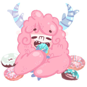 monster,happy,starving,transparent,animals,food,hungry,donuts,nom nom