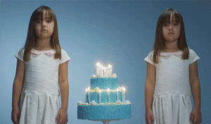 twins,birthday,birthday cake,party,the shining,girls,blue,cake,children,stanley kubrick,youth,candles,kubrick twins