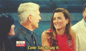 ncis,mark harmon,cotes so adorable i will eat that face,tv,cote de pablo,or photoshops,i love their relationship i cry,if theres a typo error its my fault