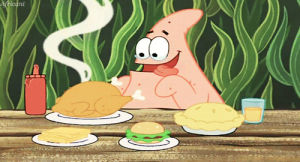 food,eating,spongebob squarepants,hungry,patrick,swallow