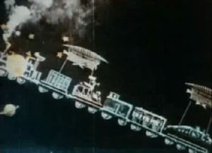 melies,film,vintage,space,retro,cinema,stars,train,sky,dream,film history,early film,george melies,1904,skytrain,le voyage traverse limpossible,movie history,easy a reference