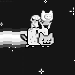 nyan cat,black and white,video games,adventure time,jake the dog,finn the human,bampw