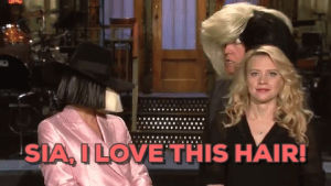 sia,funny,music,snl,wtf,saturday night live,hair,donald trump,silly,wig