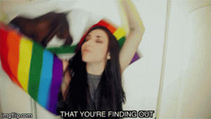 lesbian,rainbow flag,lgbt,this girl is awesome,dancing with the flags,ally hills