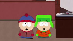 south park,scared,kyle,stare,stan,staring,uh,ahh,uhh