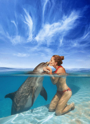 cinemagraph,dolphin,kiss