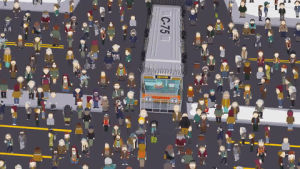 crowd,driving,bus,street full of people