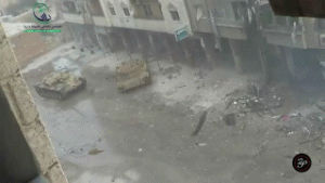 syria,from,at,building,cameraman,tanks,filming,damascus,daraya,fire