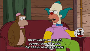 season 20,episode 15,monkey,krusty the clown,couch,20x15,can