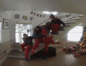 falling,fail,christmas,fall,ouch,children,stairs,afv