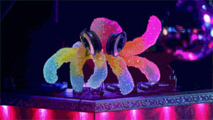 djs,dj,candy,trolli,weirdly awesome,flashing lights,sour brite octopus,partytime,sour octopus