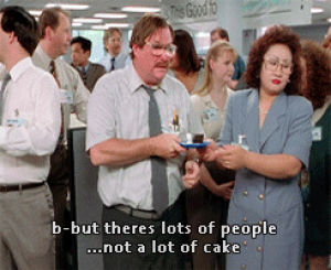 thistookforever,i would set the place on fire too if i didnt get my cake,maudit,office space,mike judge,stephen root