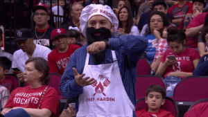 stir the pot,nba,nba fans,cooking,james harden,dancing,fun,basketball,chef,cook,outfit,dressed up,the beard