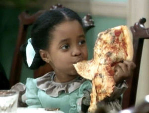 hangry,little girl,pizza,hungry